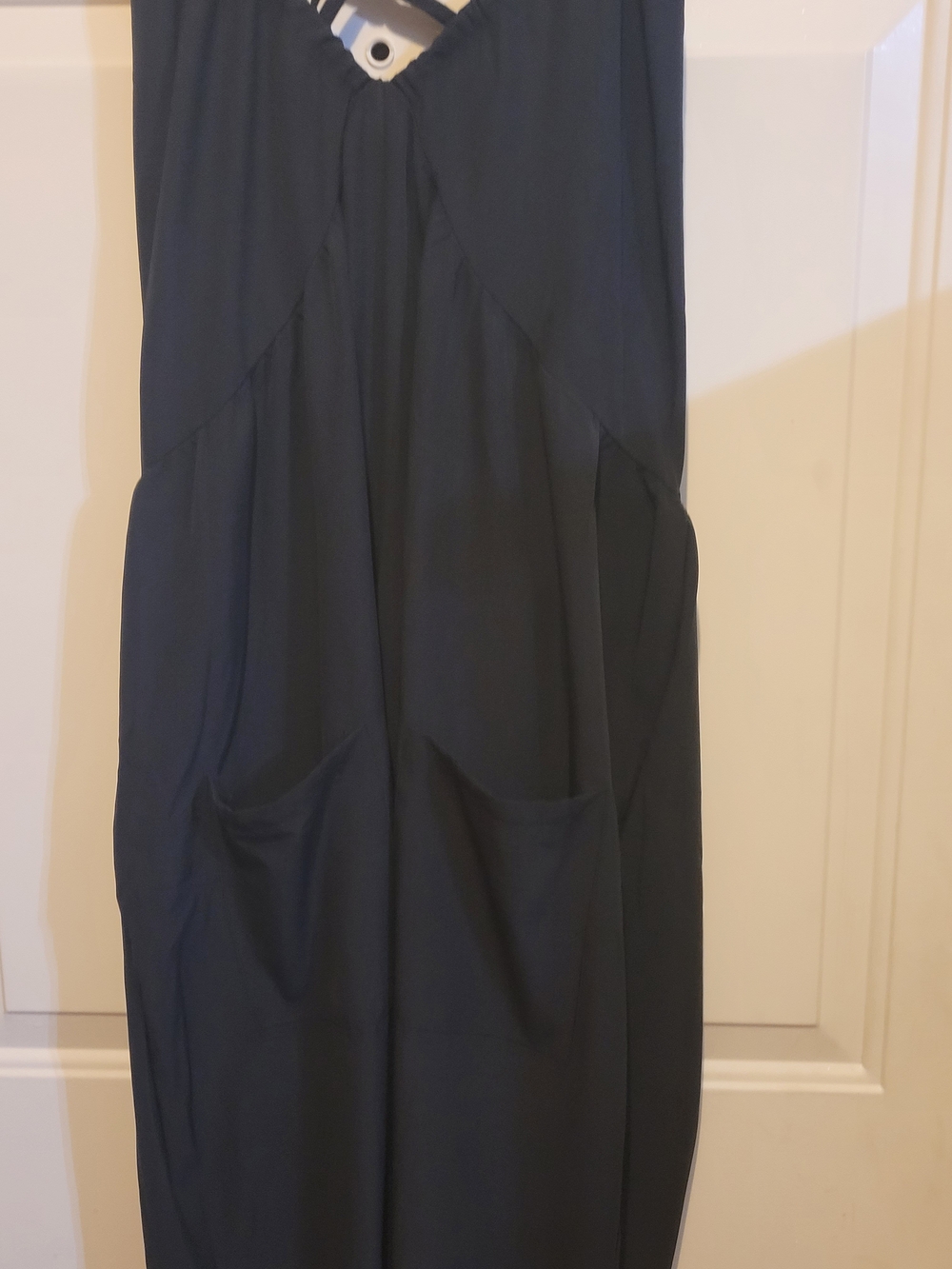 Women's Black Midi Skirt with Front Pockets